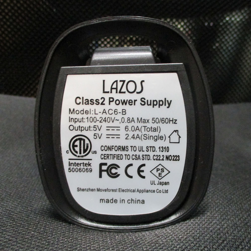 同梱可能 USB 6ポート AC充電器 ACアダプター LAZOS ブラック L-AC6-B/6073ｘ１台_画像6