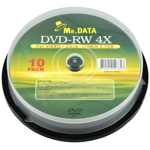 【完売】 同梱可能 DVD-RW 4倍速 データ用 繰り返し記録 4.7GB 10枚 アウトレット☆送料無料 7827ｘ１個 DVD-RW47 DATA 10PS MR 4X
