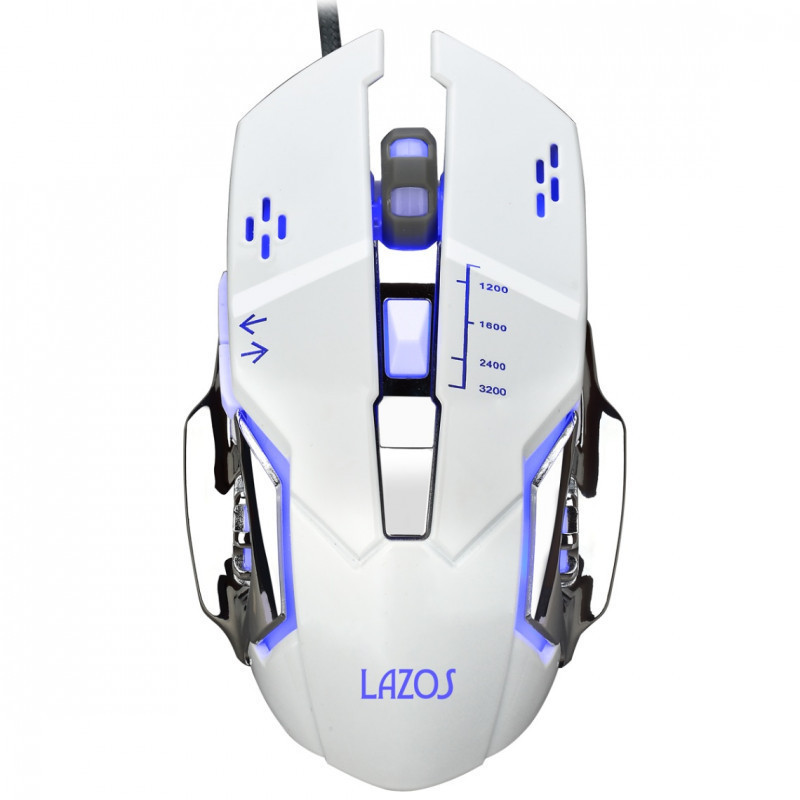 同梱可能 有線ゲーミングマウス 6ボタン 全ボタン設定可能 LAZOS ホワイト L-MSG6-W/5977ｘ１個_画像3