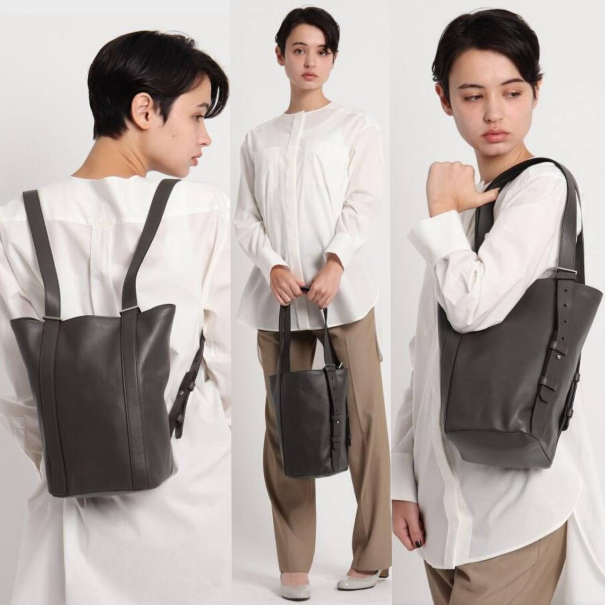 現行商品美品ヒロフHIROFU【モーディ】本革レザー2wayリュックトート