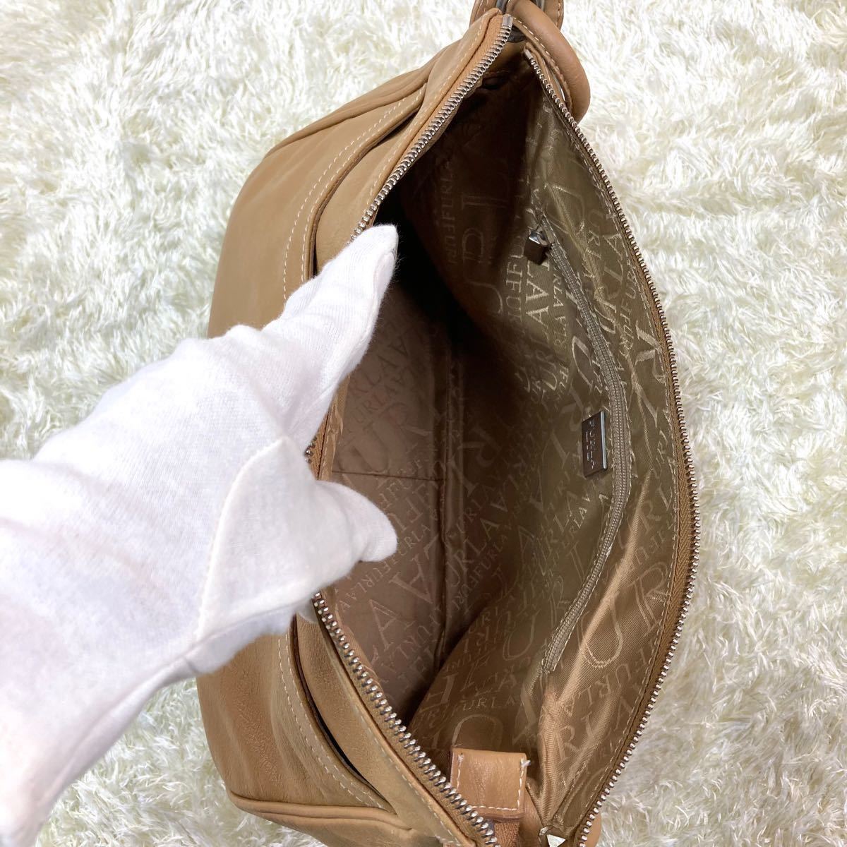 フルラ ショルダーバッグ キャメル シルバー金具 ハンドバッグ トート