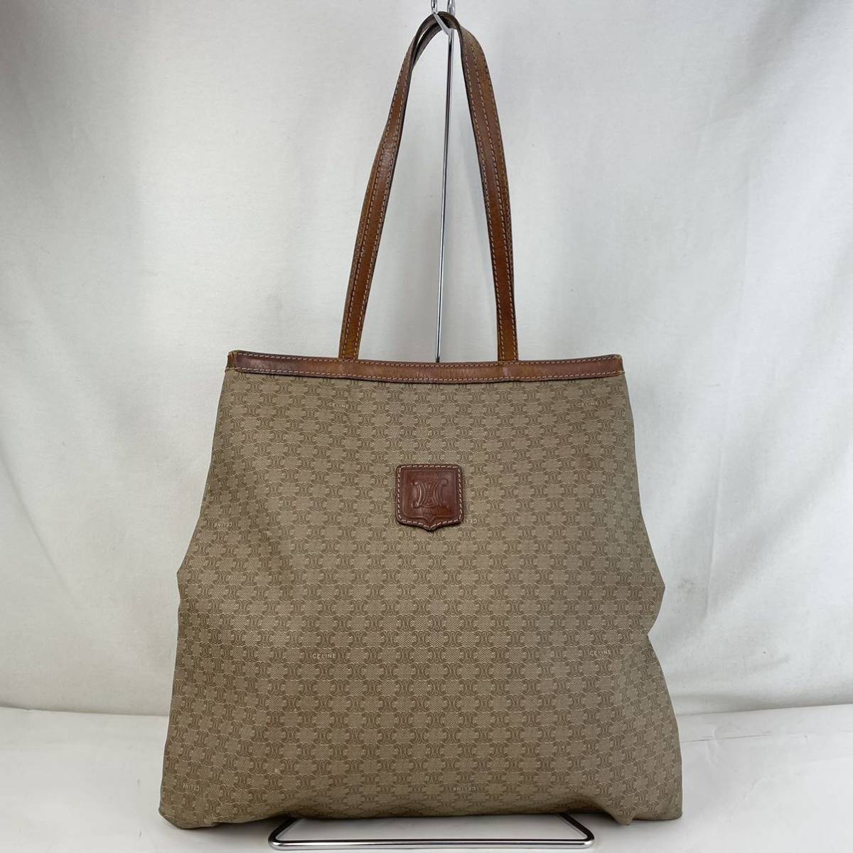 CELINE セリーヌ マカダム柄 トートバッグ ブラウン ベージュ レディース-