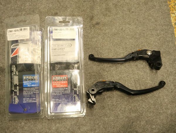 B☆【ZETAジータ製 パイロットレバー左右 黒 ブレーキレバー クラッチ