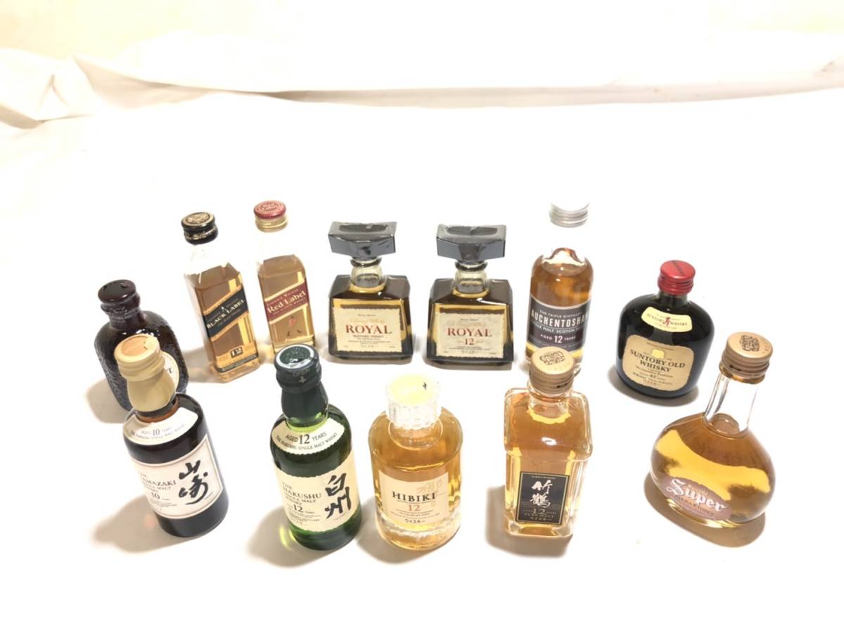 当時物 ウイスキー ミニボトル 12本セット 50ml 山崎 白州 響 竹鶴