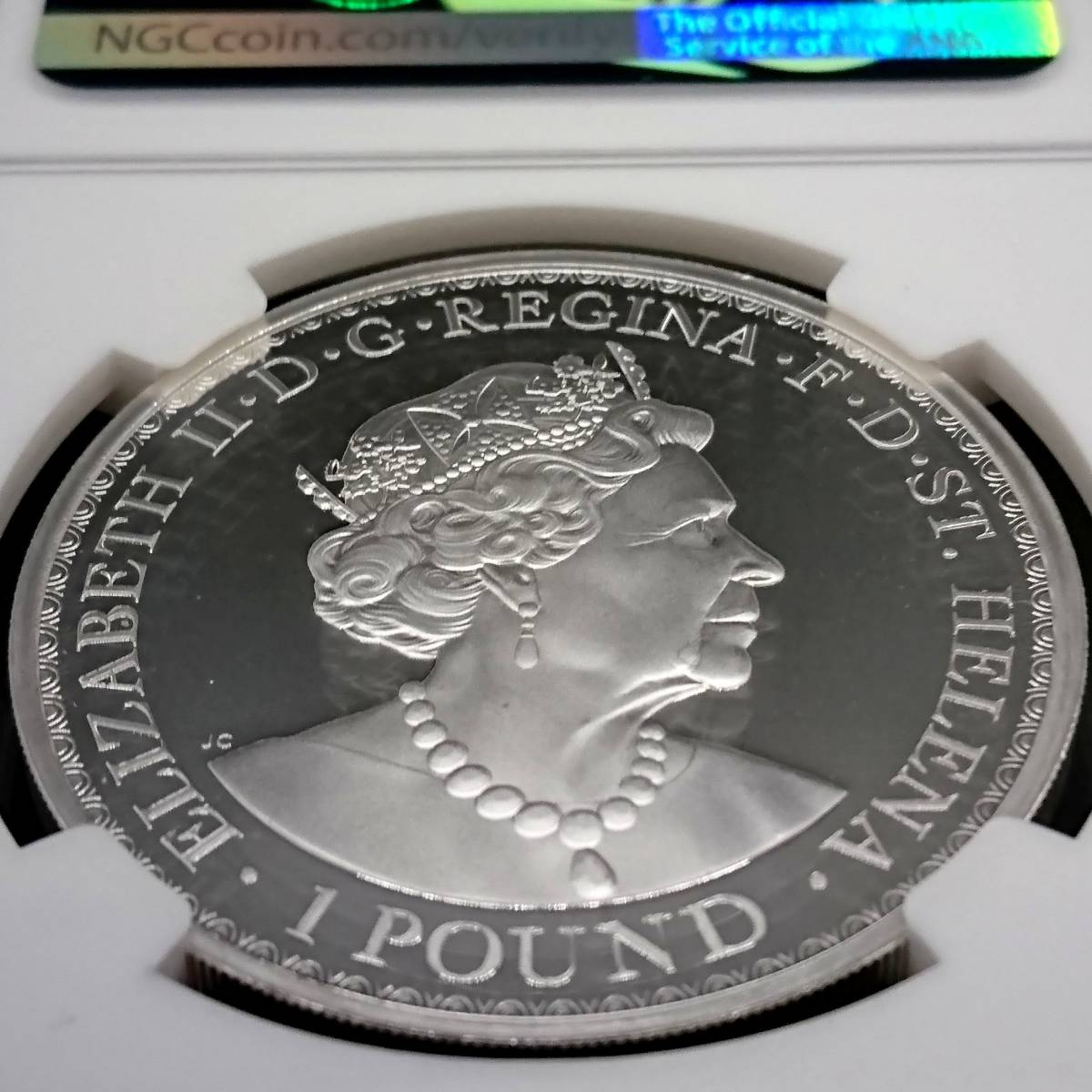 【1円スタート！70鑑定23枚のみ】2021年 英領セントヘレナ ウナとライオン Gilt 1ポンド プルーフ銀貨 NGC PF70UC COA＆BOX付_画像7