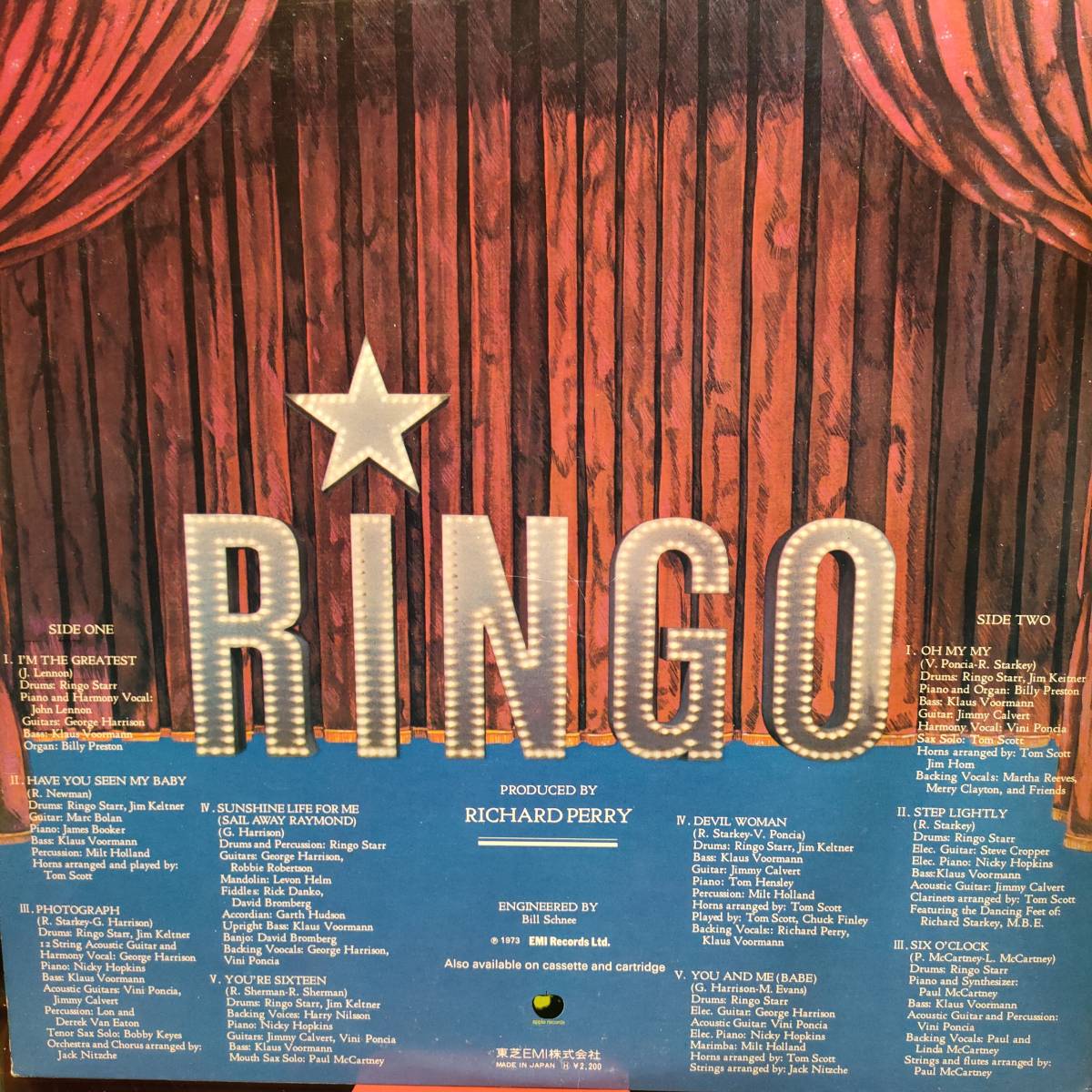 国内盤　LP Ringo Starr Ringo EAP9037X 　ブックレット、解説書　　ポールマッカートニー　ジョンレノン　ジョージハリソン参加_画像2