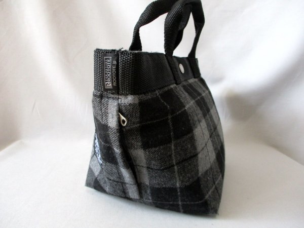 [O335]ROOTOTE/ Roo tote bag * wool series tote bag .. pattern side fastener pocket W36cm