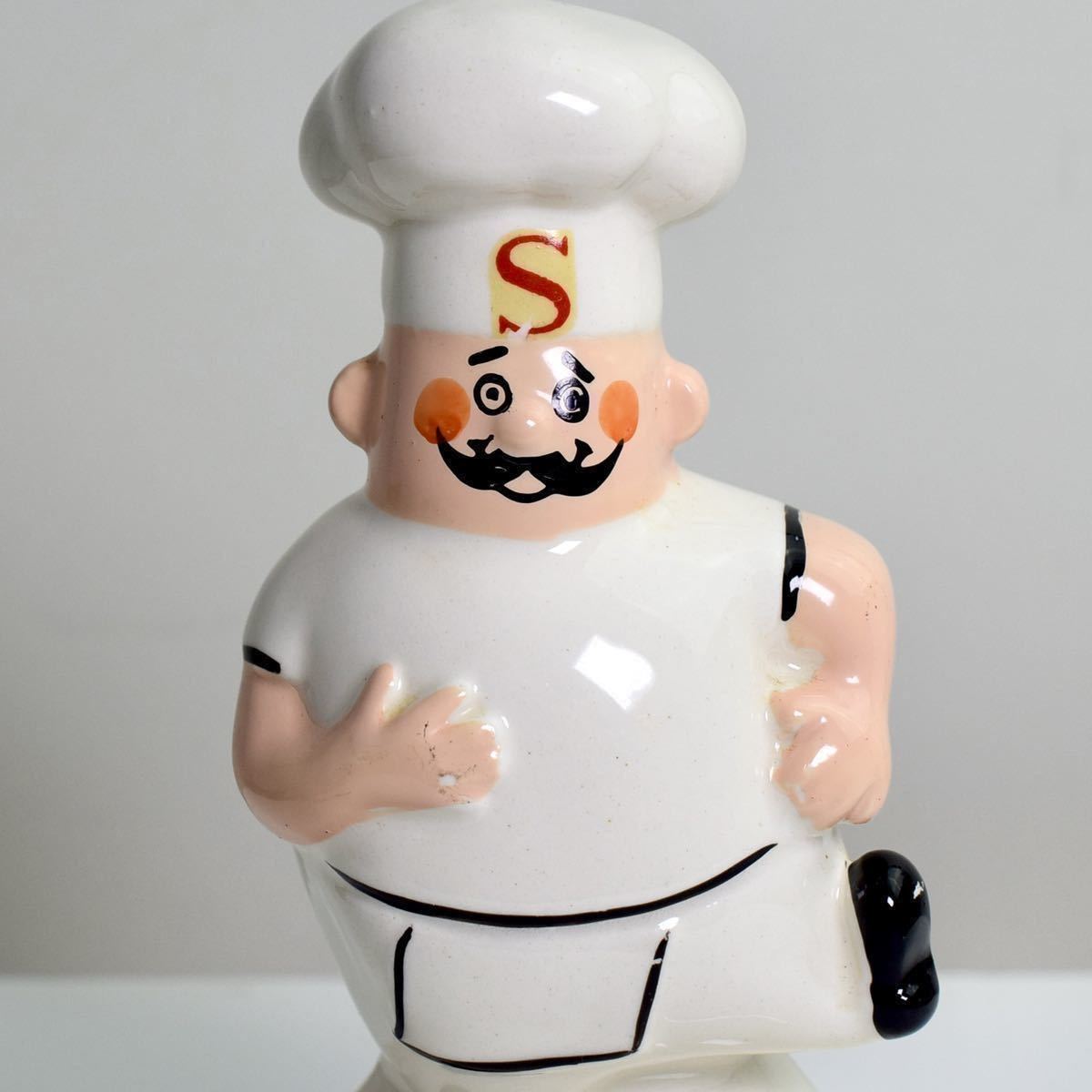 シェーキーズ シェフ ピザ SHAKEY'S Chef 陶器製 貯金箱 フィギュア アドバタイジング キャラクター 企業物 ビンテージ 70s