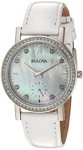 Bulova Women's 96L245 Swarovski Crystal White Strap Watch