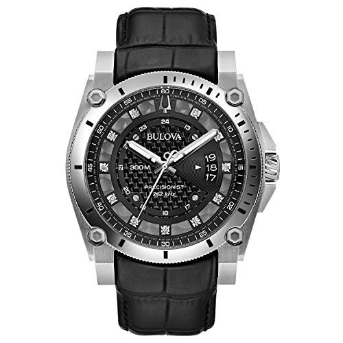 Bulova Precisionist Mens Watch， Stainless Steel with Black