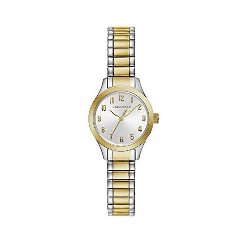 Caravelle Traditional Quartz Ladies Watch, Stainless Steel Two-Tone Expansion, Two-Tone (Model: 45L177)