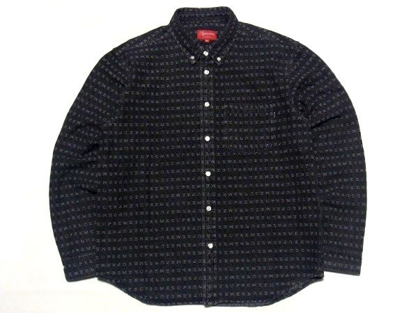 極美 20SS Supreme Jacquard Logos Denim Shirt Mサイズ ジャカード ロゴ デニム シャツ Black ブラック ジャガード_画像2