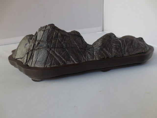 [.]. mountain stone tray stone suiseki st 30 centimeter karaki pedestal era stone 12feb1