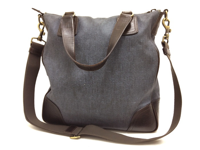 BALLY 2WAYトートバッグ レザー ブラウン ネイビー | bioimune.com.br