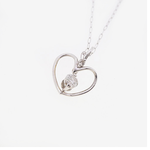 ネックレス ハートモチーフ 天然ダイヤモンド 0.1 ct K18WG ホワイト