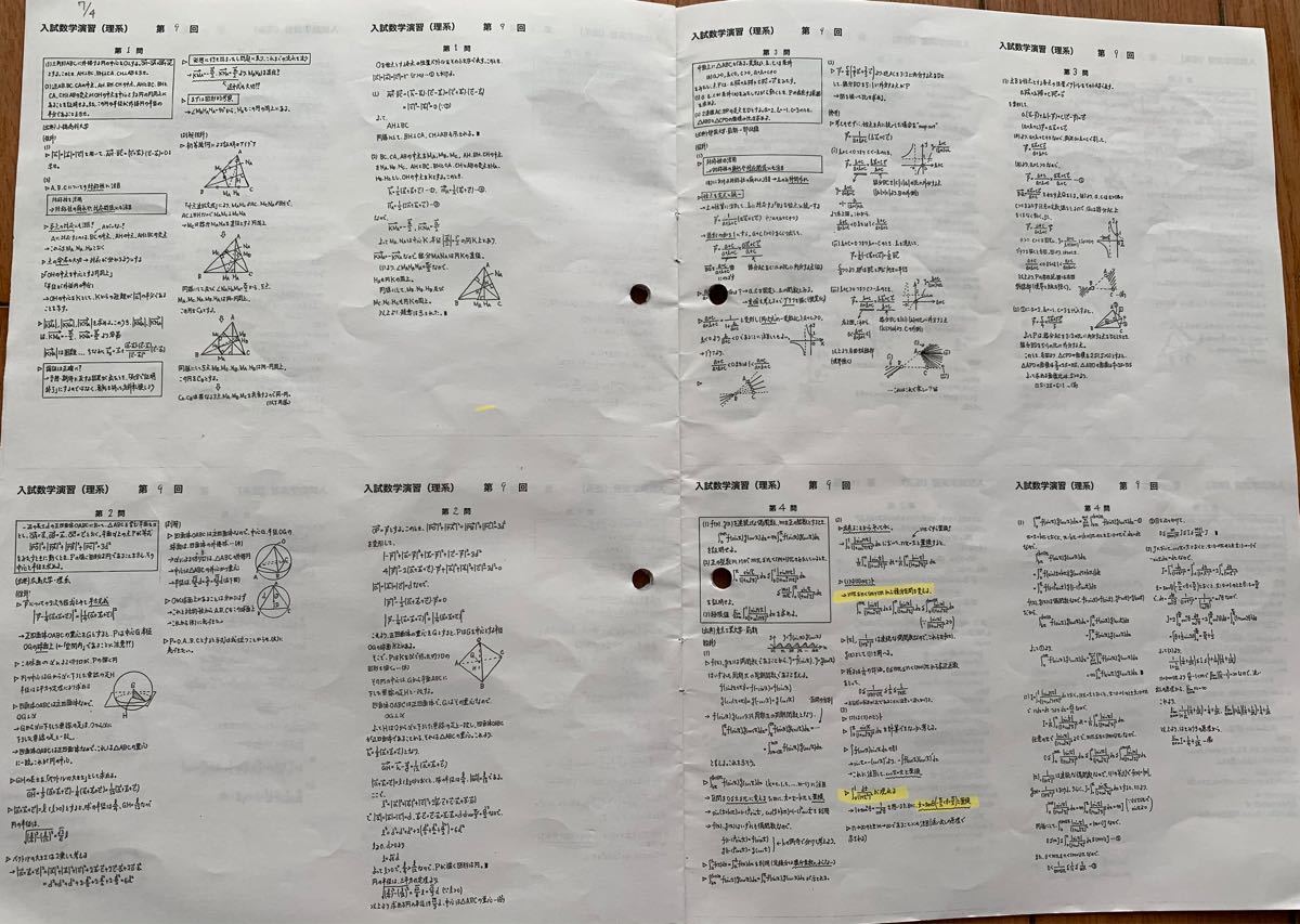 鉄緑会　高3数学　入試演習の問題、解説、森田先生オリジナルプリント