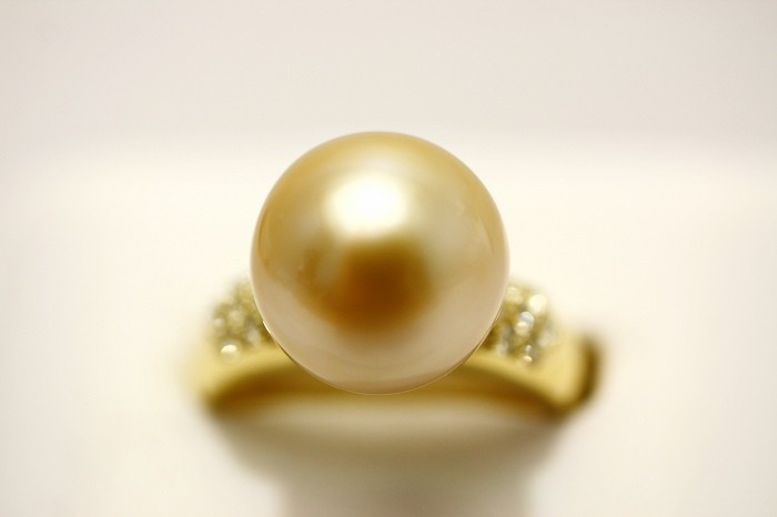 魅力の 南洋白蝶真珠パールリング【指輪】 12mm ナチュラルゴールド