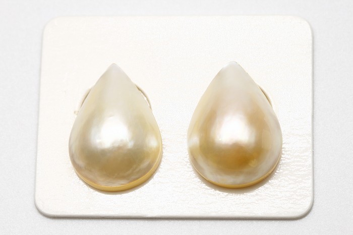 専門ショップ マベ真珠パールペアルース 18×13mm クリームカラー 真珠