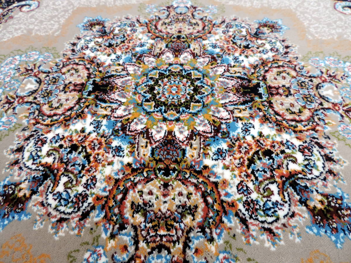 100万ノット/豪華な色柄ペルシャ柄絨毯 玄関マット カーペット ラグ 高密度 ウィルトン 織り ペルシャ絨毯の本場 イラン産 ＋滑り止め g11_画像7