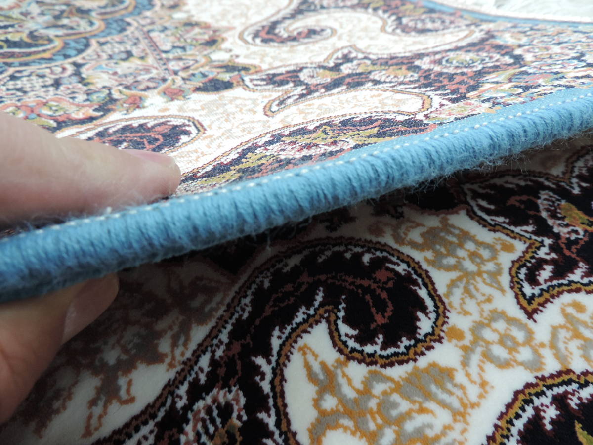 ペルシャ絨毯 玄関マット 120cm×80cm カーペット ラグ 63万ノット 高密度 ウィルトン 機械織り ペルシャ絨毯の本場 イラン産 本物保証 g03_画像8
