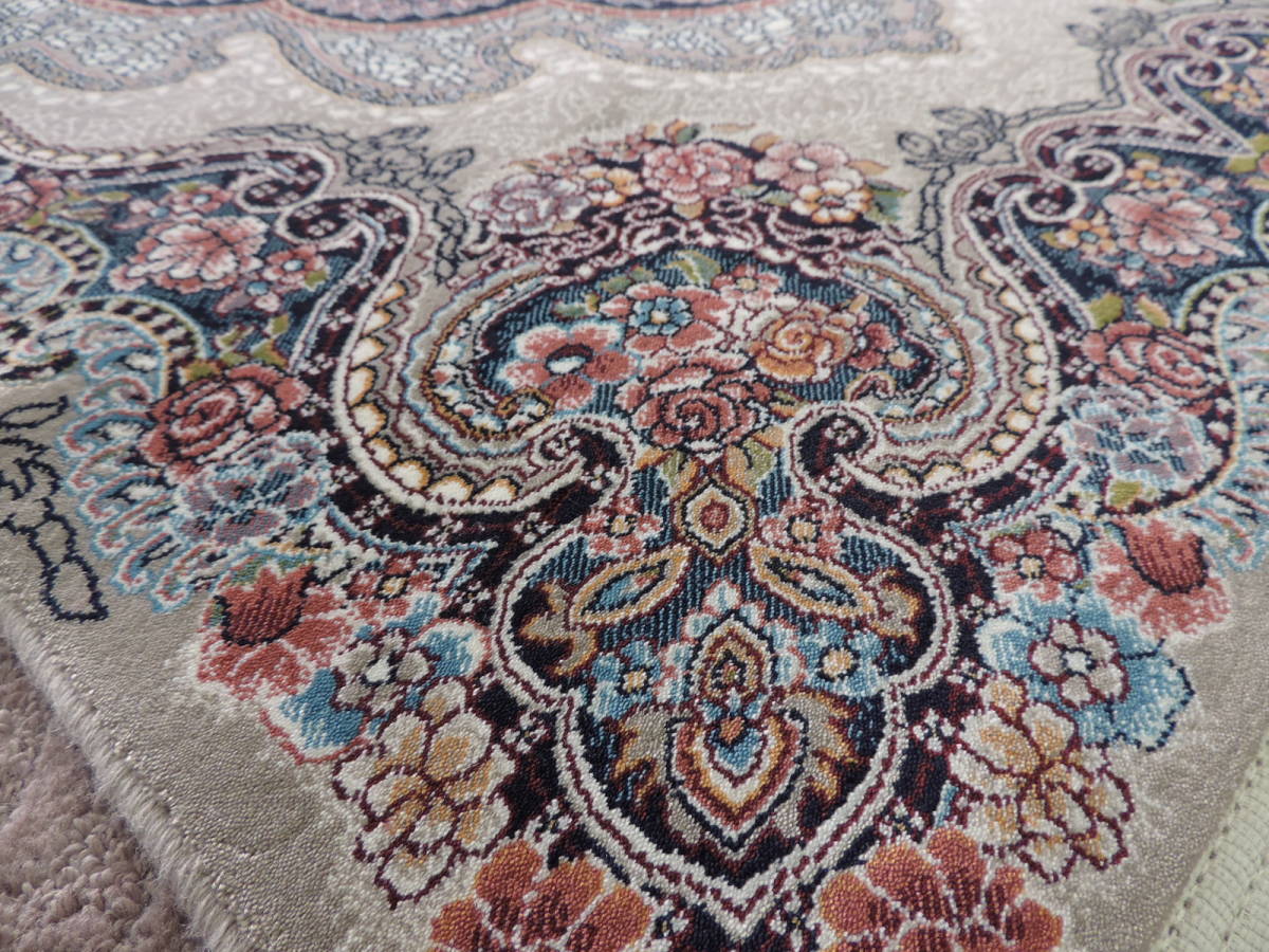 ペルシャ絨毯 玄関マット 120cm×80cm カーペット ラグ 63万ノット 高密度 ウィルトン 機械織り ペルシャ絨毯の本場 イラン産 本物保証 g18_画像6