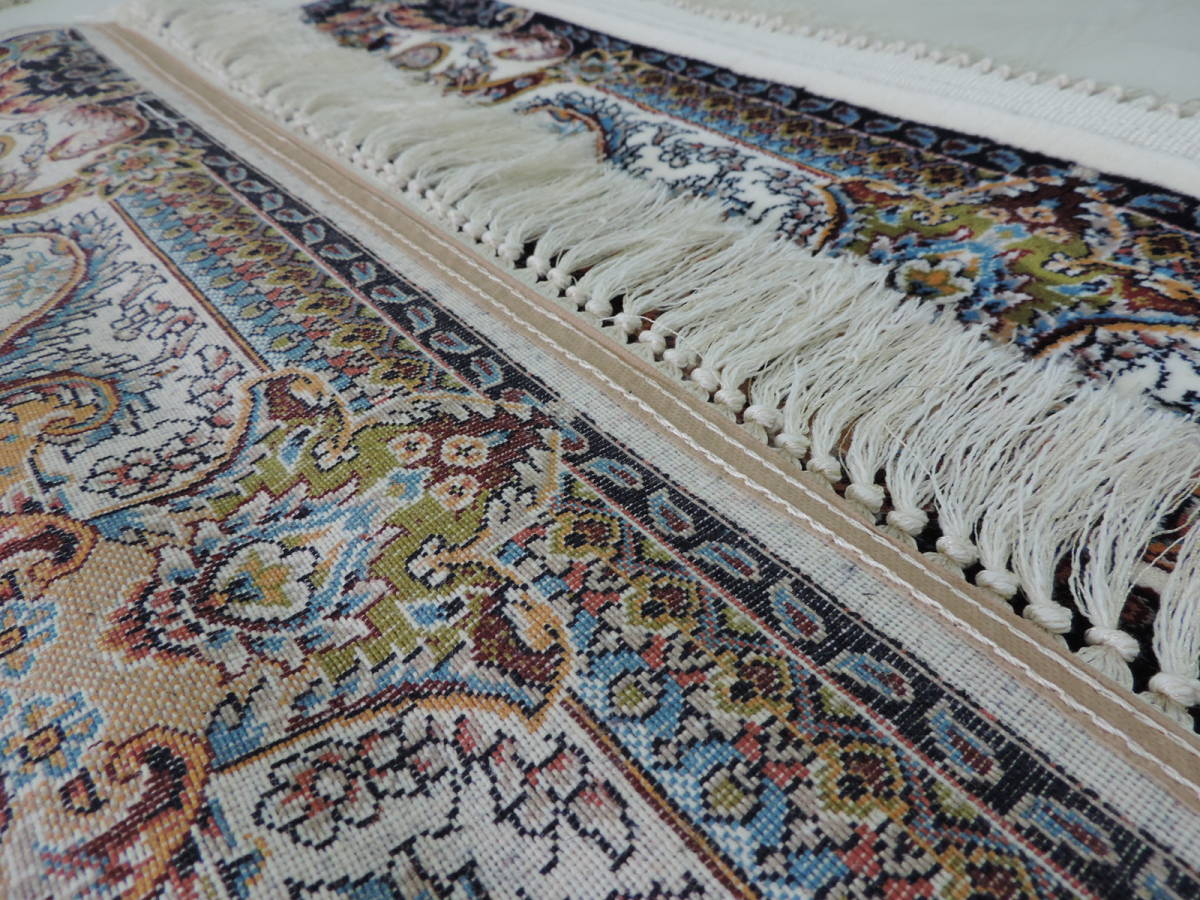 ペルシャ絨毯 玄関マット 150×100cm カーペット ラグ 63万ノット 高密度 ウィルトン 機械織り ペルシャ絨毯の本場 イラン産 本物保証 g03_画像7