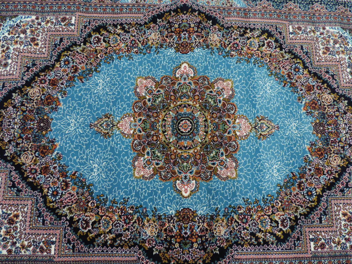 ペルシャ絨毯 玄関マット 150×100cm カーペット ラグ 100万ノット 高密度 ウィルトン 機械織り ペルシャ絨毯の本場 イラン産 本物保証_画像4