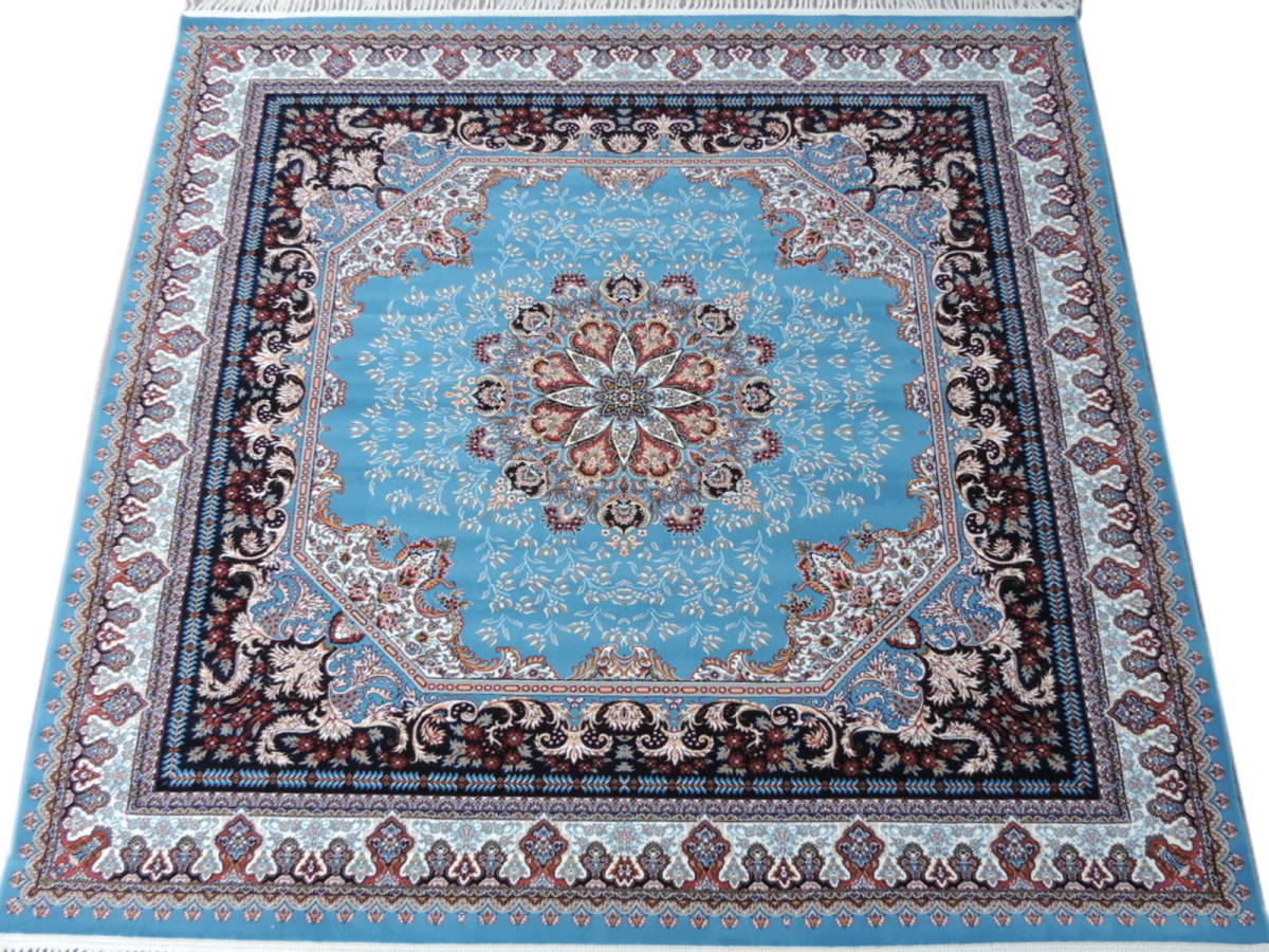 ペルシャ絨毯 カーペット ラグ 63万ノット ウィルトン織り 機械織り ペルシャ絨毯の本場 イラン 大型サイズ 200cm×200cm o11 本物保証