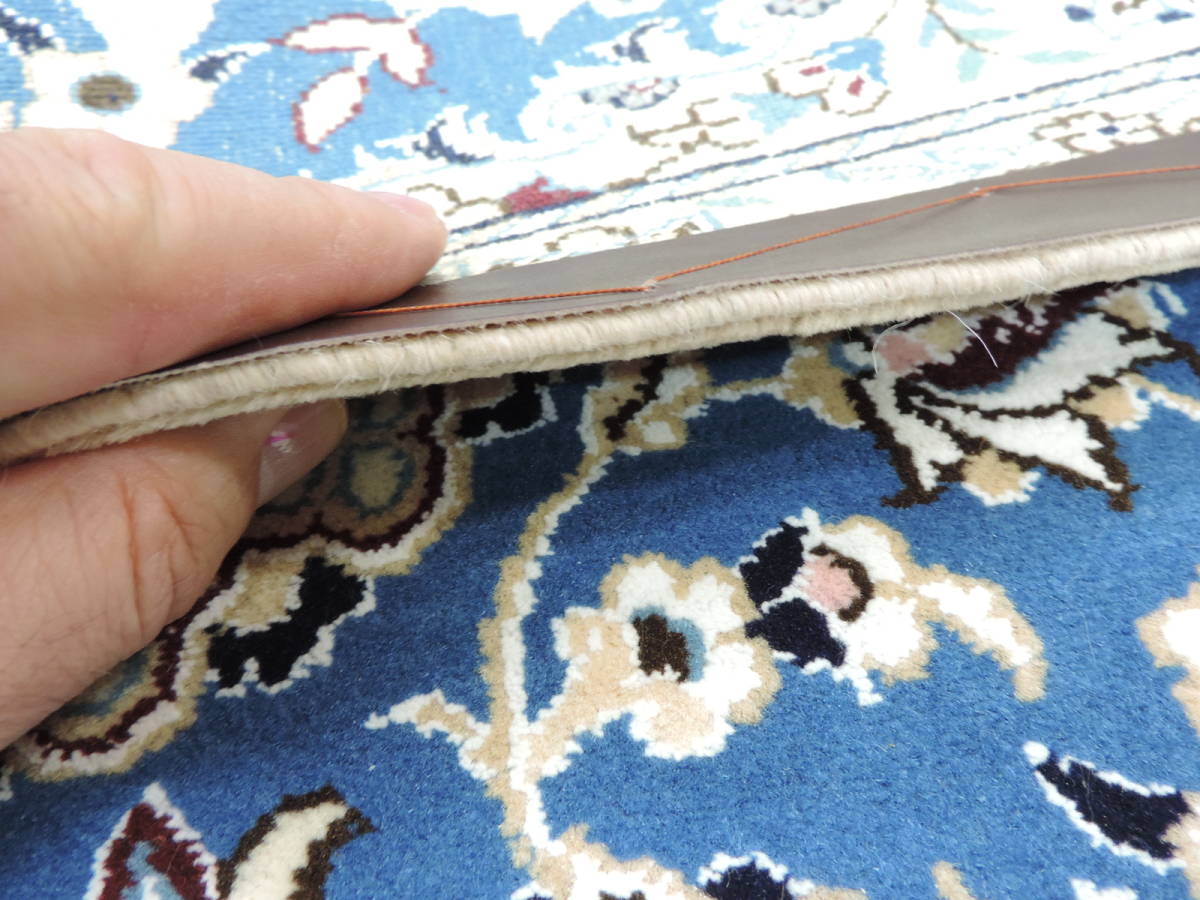 ペルシャ絨毯 カーペット ラグ ウール100％ 手織り 高級 ペルシャ絨毯の本場 イラン ナイン産 玄関マット 97cm×58cm 本物保証_画像8