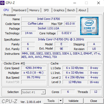 CPU Intel Core i7-8700 プロセッサー 3.20GHｚ／マザーボード／ASUS