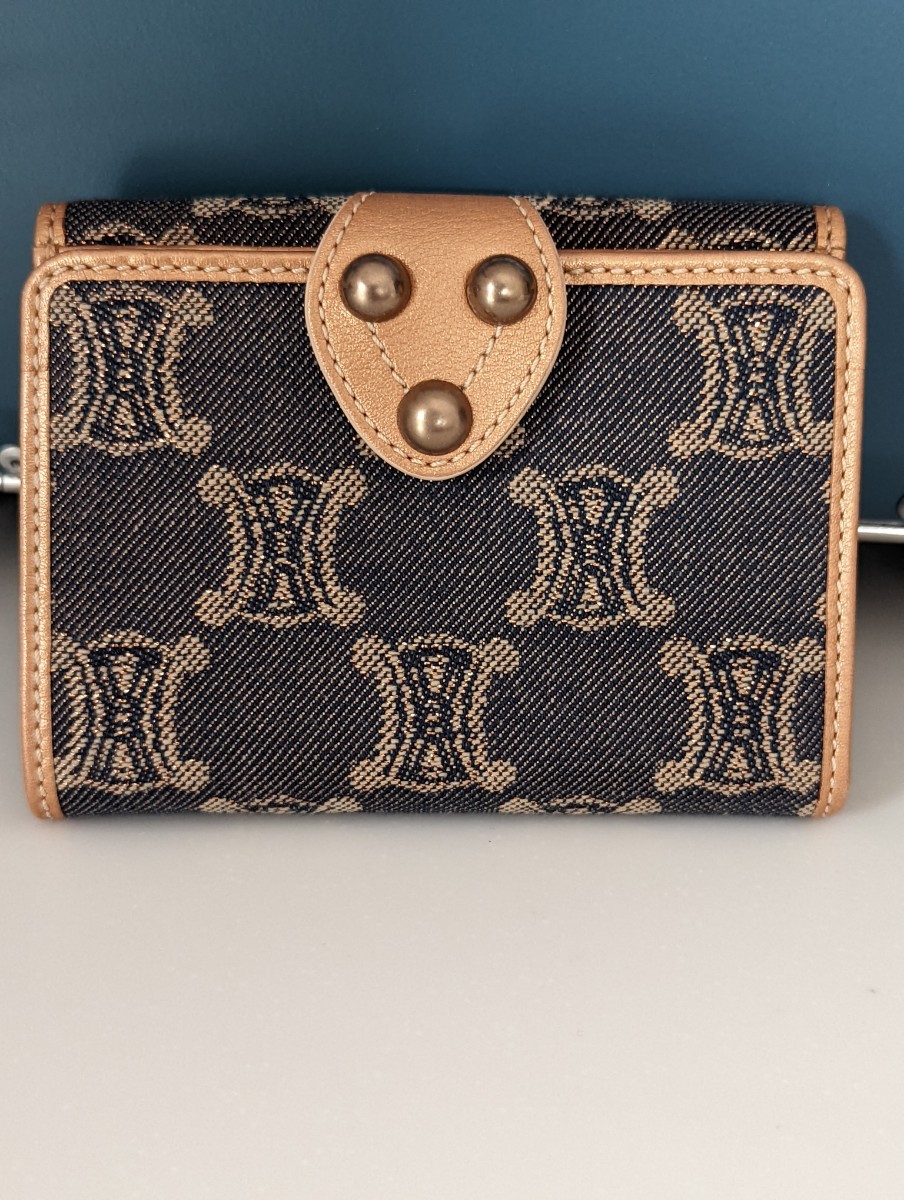 本物品質の セリーヌ マカダム柄 二つ折り財布 - 二つ折り財布