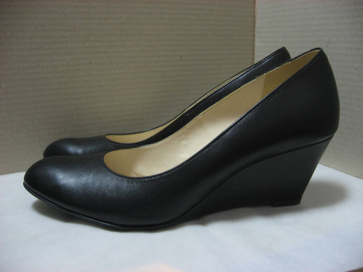 * super-beauty goods!elegance Himiko. round tu Wedge pumps black 25.5cm*038279