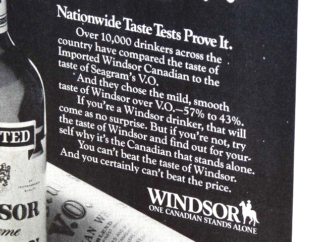 1982年 USA 洋書雑誌広告 額装品 Windsor Canadian Whisky (A4size) / 検索用 Seagram's V.O. 店舗 ガレージ ディスプレイ 看板 装飾 雑貨_画像4