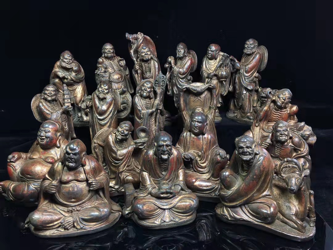 休日限定 仏像 銅製 漆金 十八羅漢 仏教 護法 尊者 賞物 置物 極上臻品 5 s 仏像