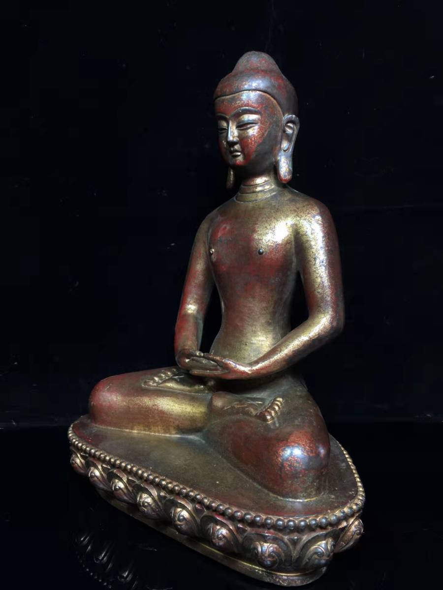 仏像 銅製 漆金 釈迦牟尼 世尊 仏陀 如来仏 仏教 賞物 置物 珍品唐物 5 