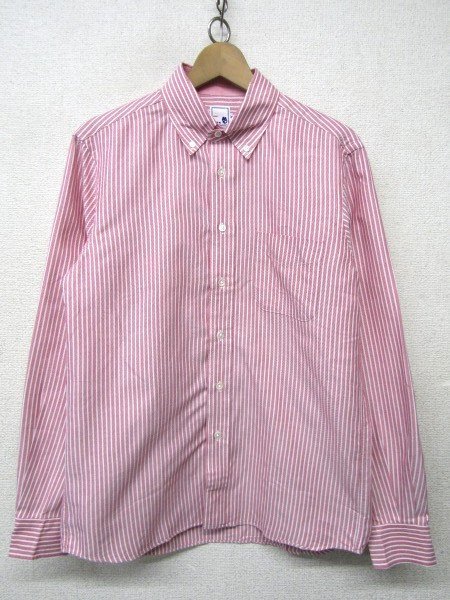 V0259：日本製 Maker's Shirts 鎌倉 MSK 鎌倉シャツ 長袖シャツ/赤/M/メンズ Yシャツ ビジネスシャツ ストライプシャツ：35_画像1