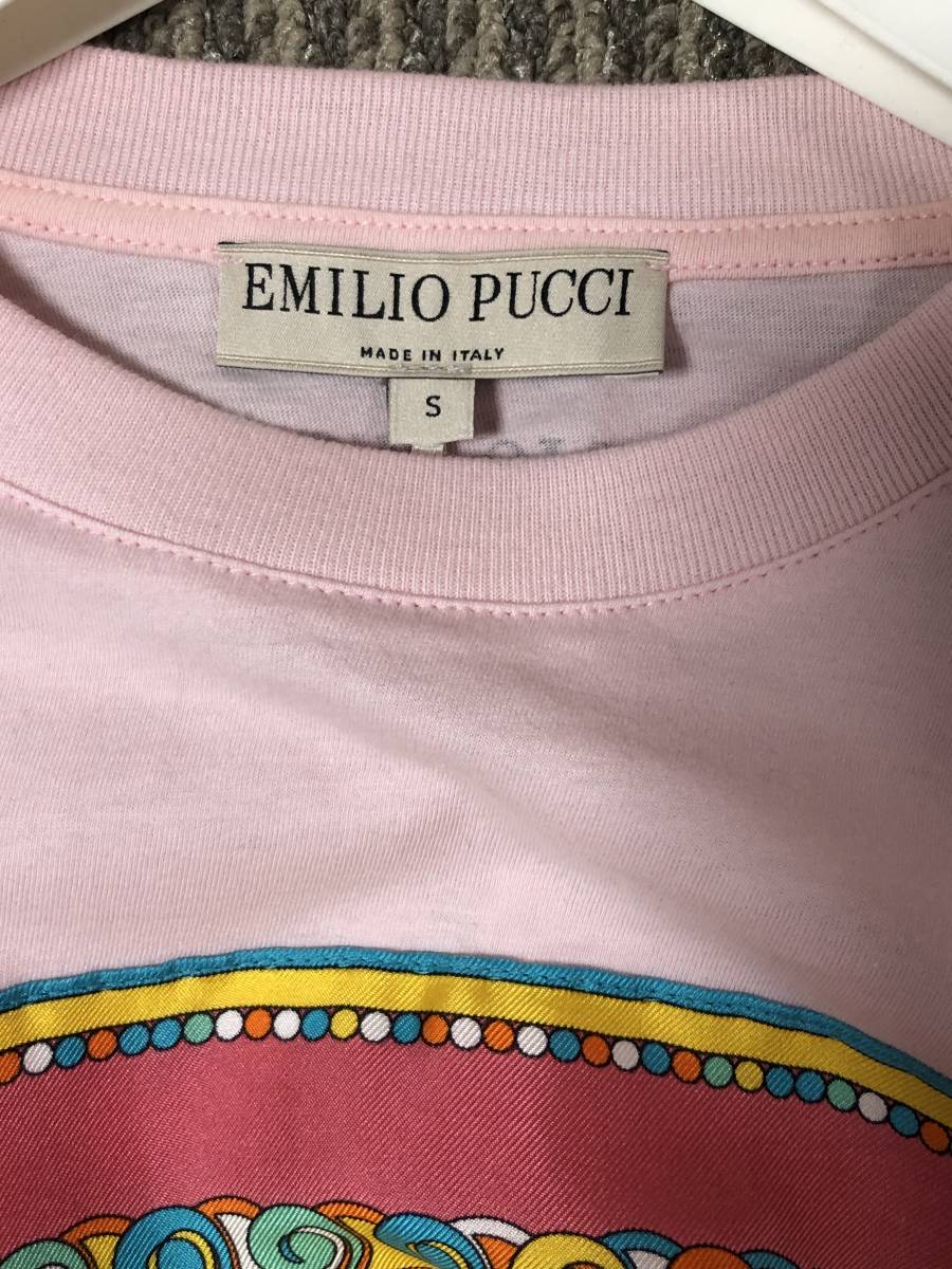 EMILIO PUCCI シルクスカーフ Ｔシャツ S ポンチョTシャツ オーバーサイズ　ピンク　エミリオプッチ_画像6