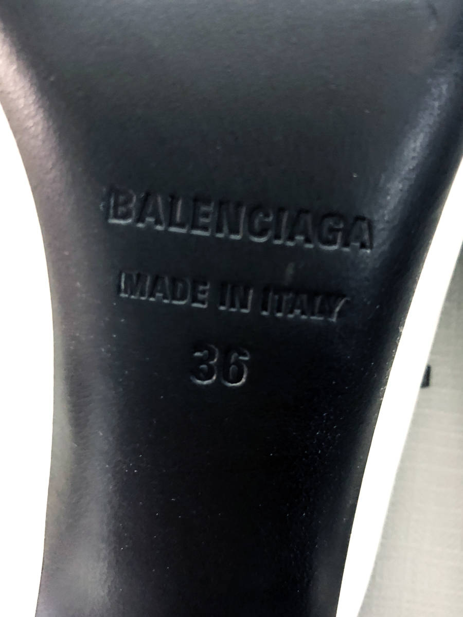 バレンシアガ ホワイトエナメル ミュール 36サイズ 3.5cmヒール ポイン