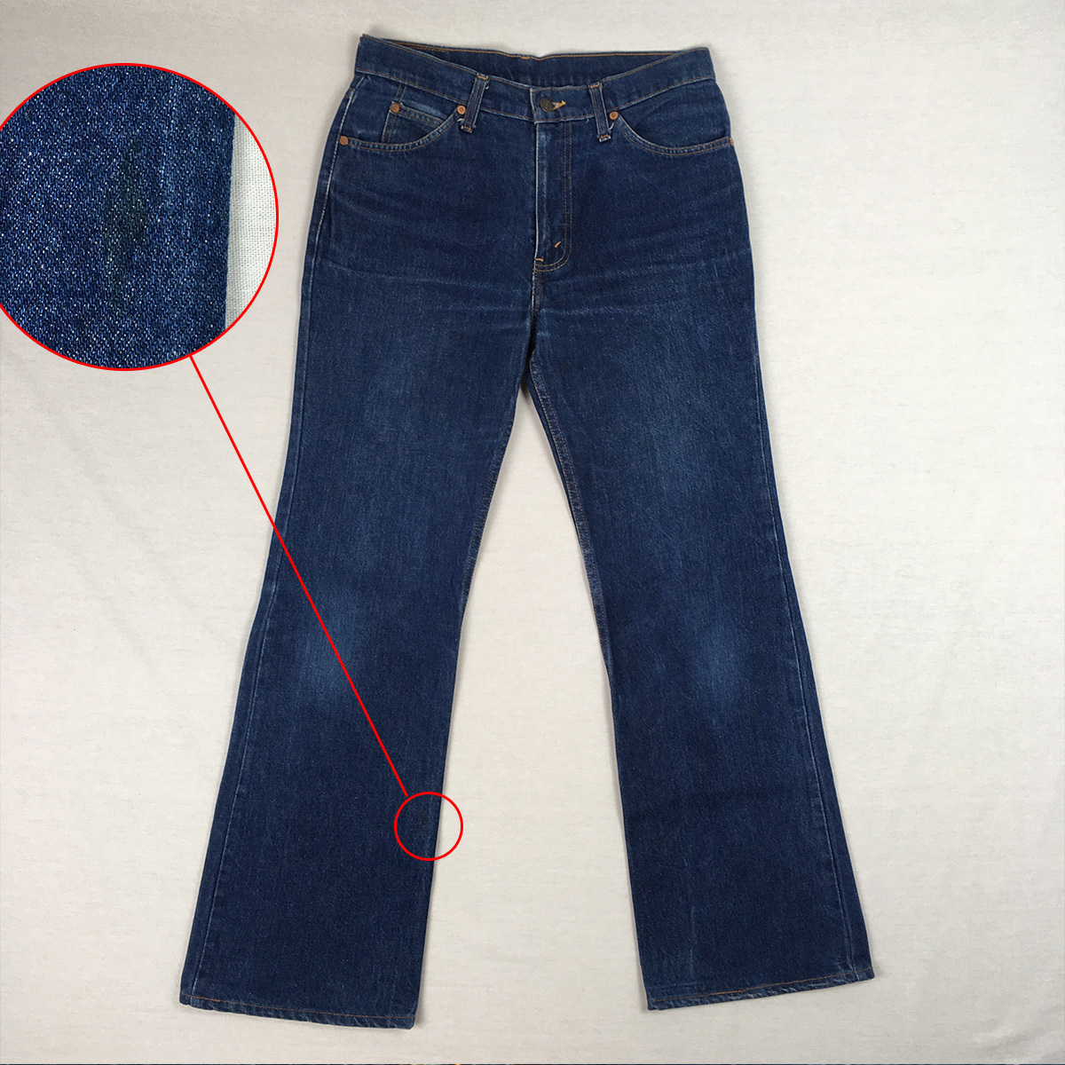 【80s】Levi's リーバイス 516-0217 516-02 フィリピン製 82年 ブーツカット デニム パンツ ジーンズ W33 L34 ジップフライ オレンジタブ_正面右足の内側側面に薄いシミあり