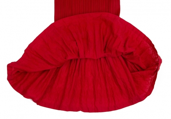  pleat pulley zPLEATS PLEASE unusual material switch embroidery pleat no sleeve One-piece red 3 [ lady's ]