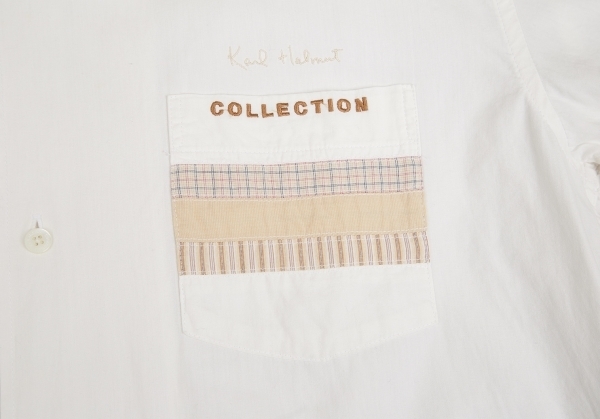  Karl hell mKarl Helmut check switch design short sleeves shirt white L [ men's ]