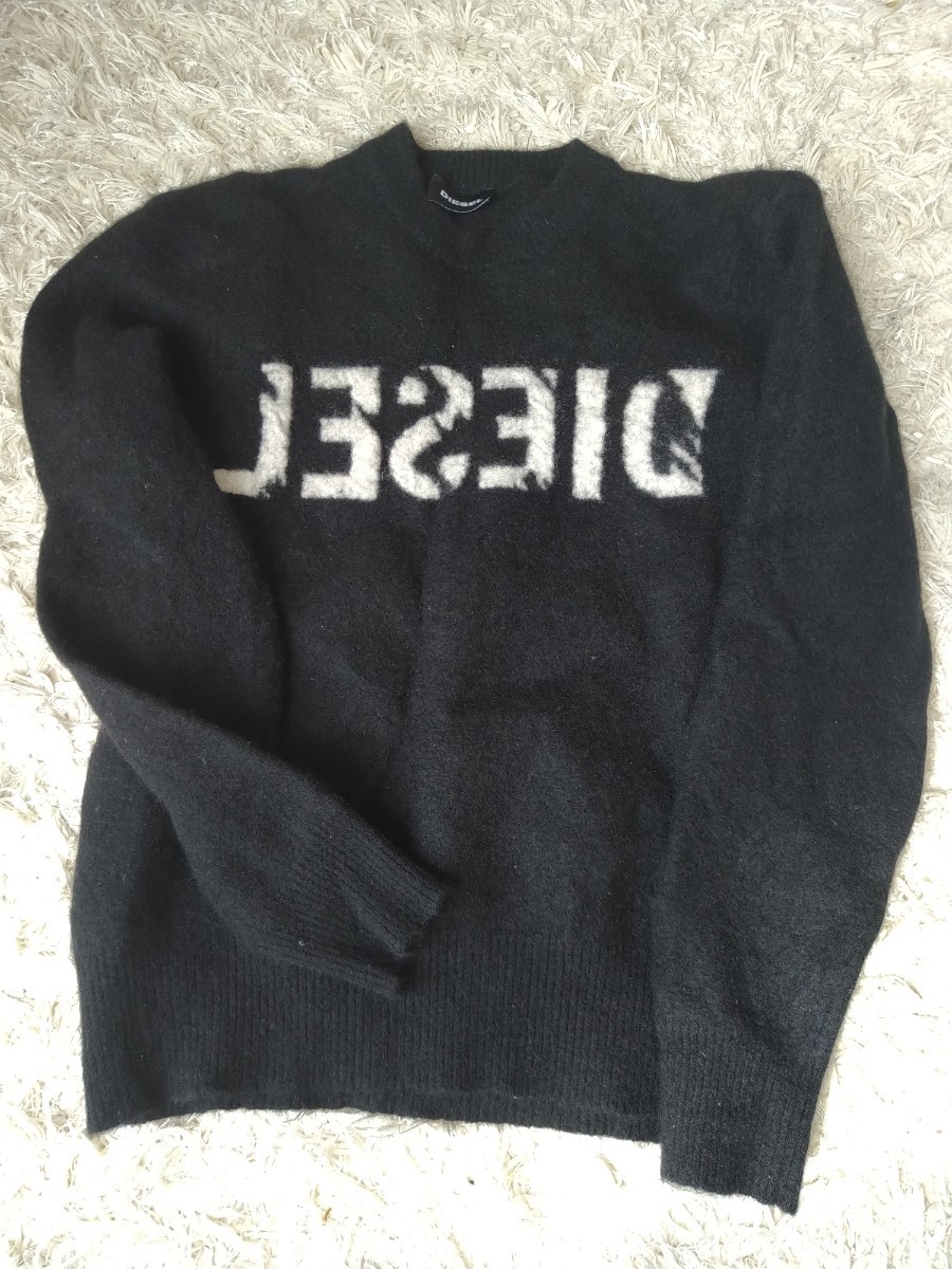 美品 DIESEL ディーゼル ブラック ロゴ カシミヤ ニット セーター K-LOGOS XS サイズ 美品 DIESEL ディーゼル ブラック ロゴ カシミヤ ニット セーター K-LOGOS XS サイズ