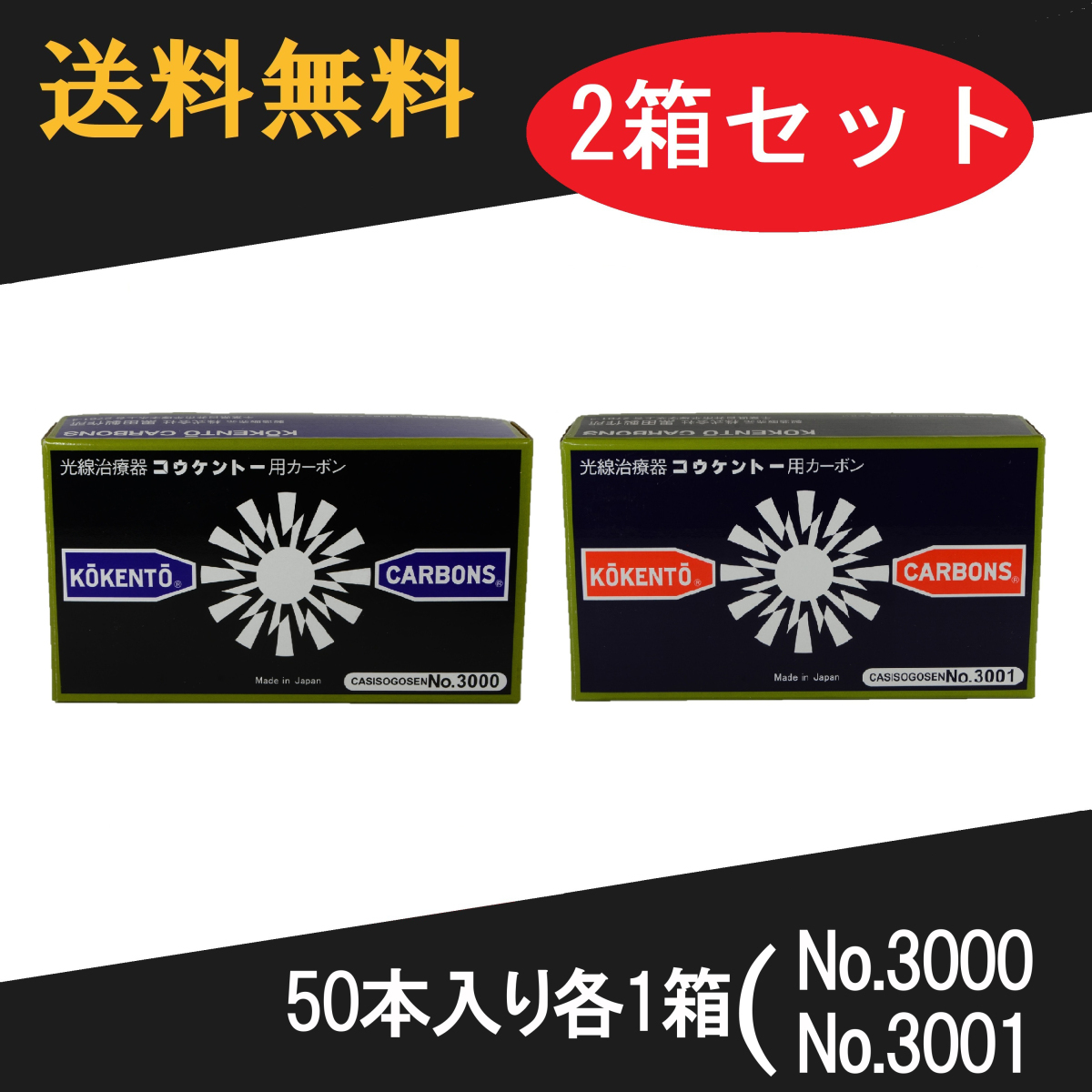ポイント2倍 コウケントー 光線治療器用カーボン 3000番 3001番 セット