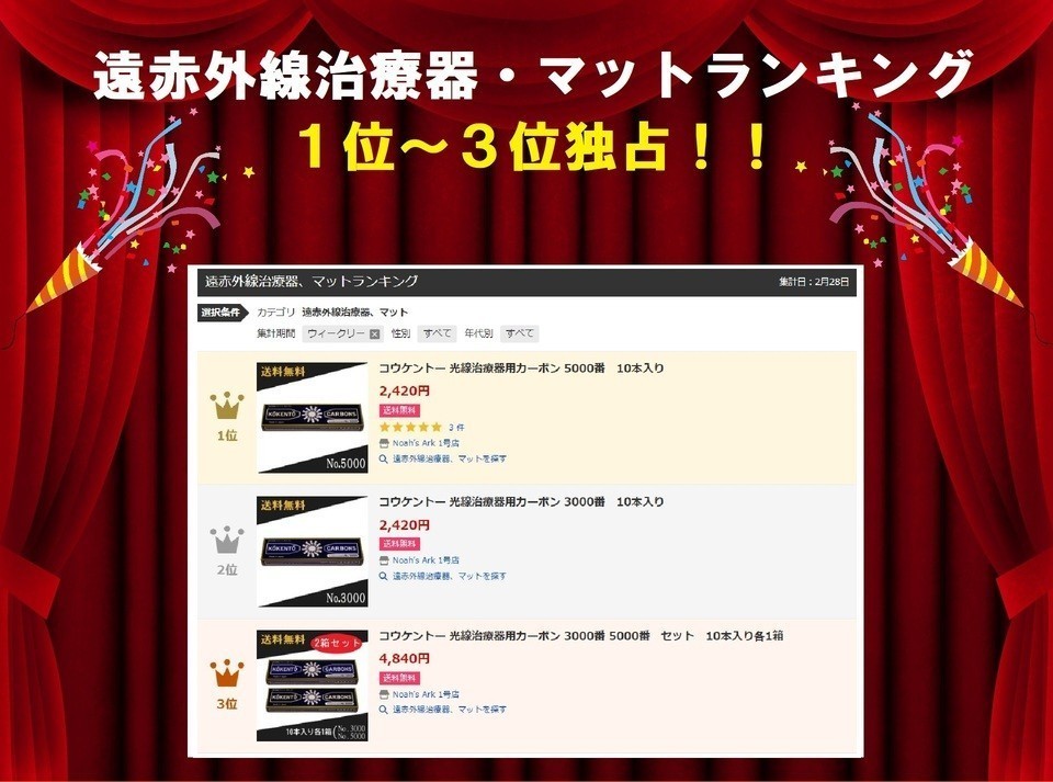 ポイント2倍 コウケントー 光線治療器用カーボン 3001番 5000番 セット