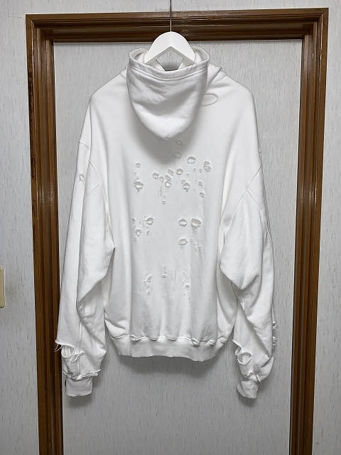 XXS 美品 2021 BALENCIAGA DESTROYED HOODIE パーカー バレンシアガ
