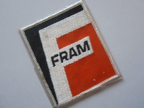 ビンテージ FRAM フラム メーカー パーツ オイル ロゴ ワッペン/ 刺繍 ステッカー F1 自動車 バイク レーシング 112_画像2