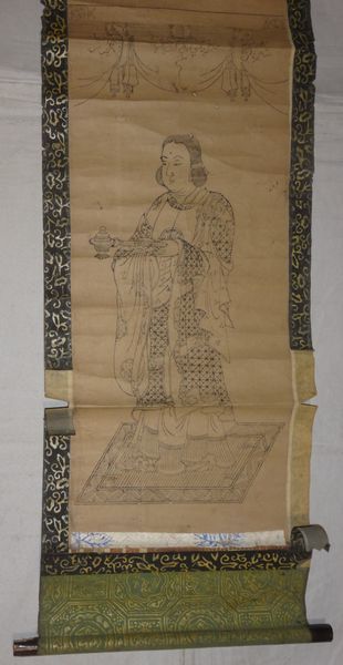  rare antique temple . virtue futoshi . paper pcs hold axis Buddhism temple . picture Japanese picture old fine art 