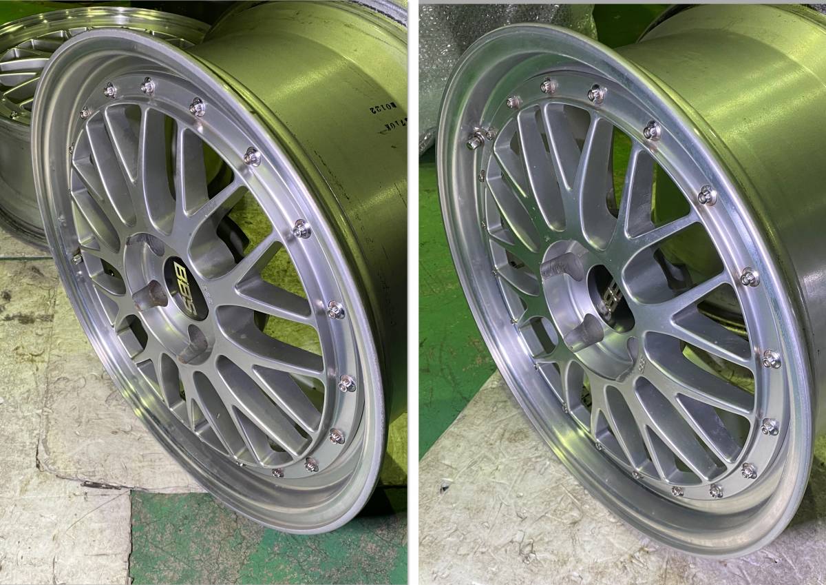 軽量 鍛造 BBS LM 18インチ LMP080 8J +40 LMP082 9J +42 5H 5穴 PCD114.3 FORGED ダイヤモンドシルバー 黒キャップ 段リム 深リム _画像6