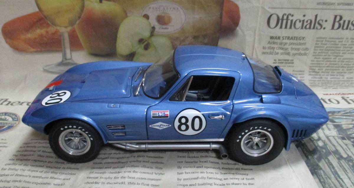 * очень редкий распроданный *EXOTO*1/18*1963 Chevy Corvette Grand Sport Coupe #80 голубой металлик 