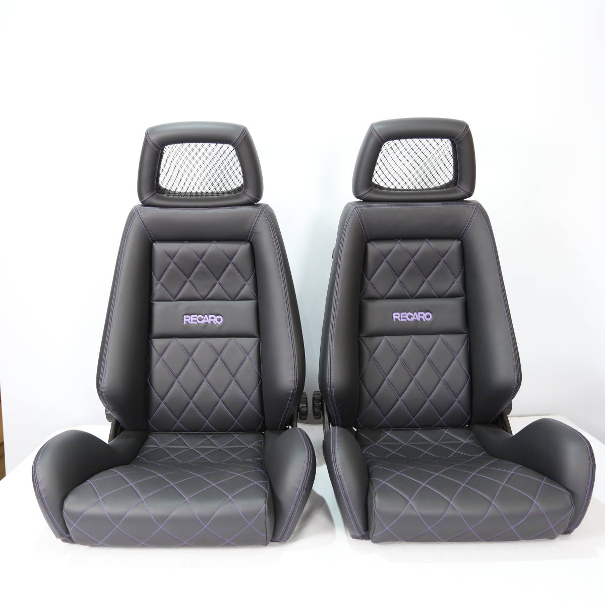 *Authentic* RECARO LxB Black Ambla Leather Purple stitching Immaculate condition !! Crisp, Clean / Rails not included 本体
